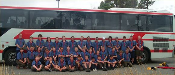 Troop 908 in front of the bus